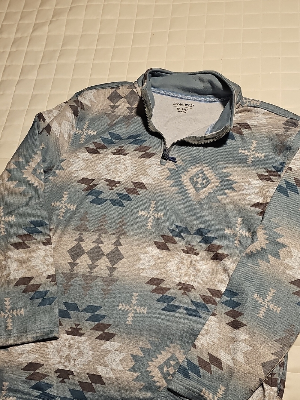Oceanwest Men's Blue Aztec Quarter-Zip Pullover